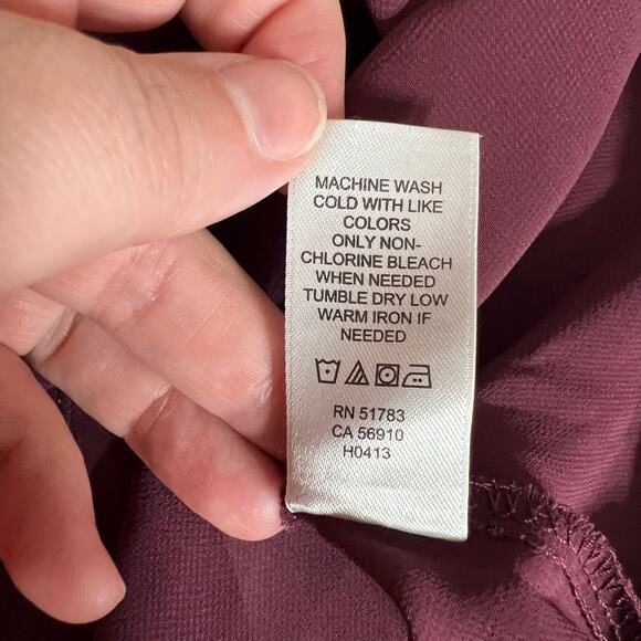 Maurices Womens Sheer Blouse Top Pullover Keyhole Wrap Front High Low Hem Red M - Picture 8 of 8